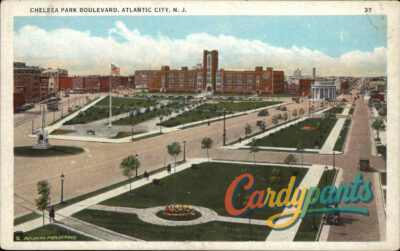 Atlantic City, N.J. Chelsea Park Boulevard Aerial View Postcard