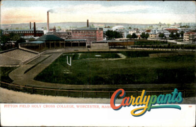 Worcester, Mass. Vibrant View of Fitton Field Holy Cross College Postcard
