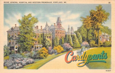 Portland, ME Maine General Hospital and Western Promenade Postcard